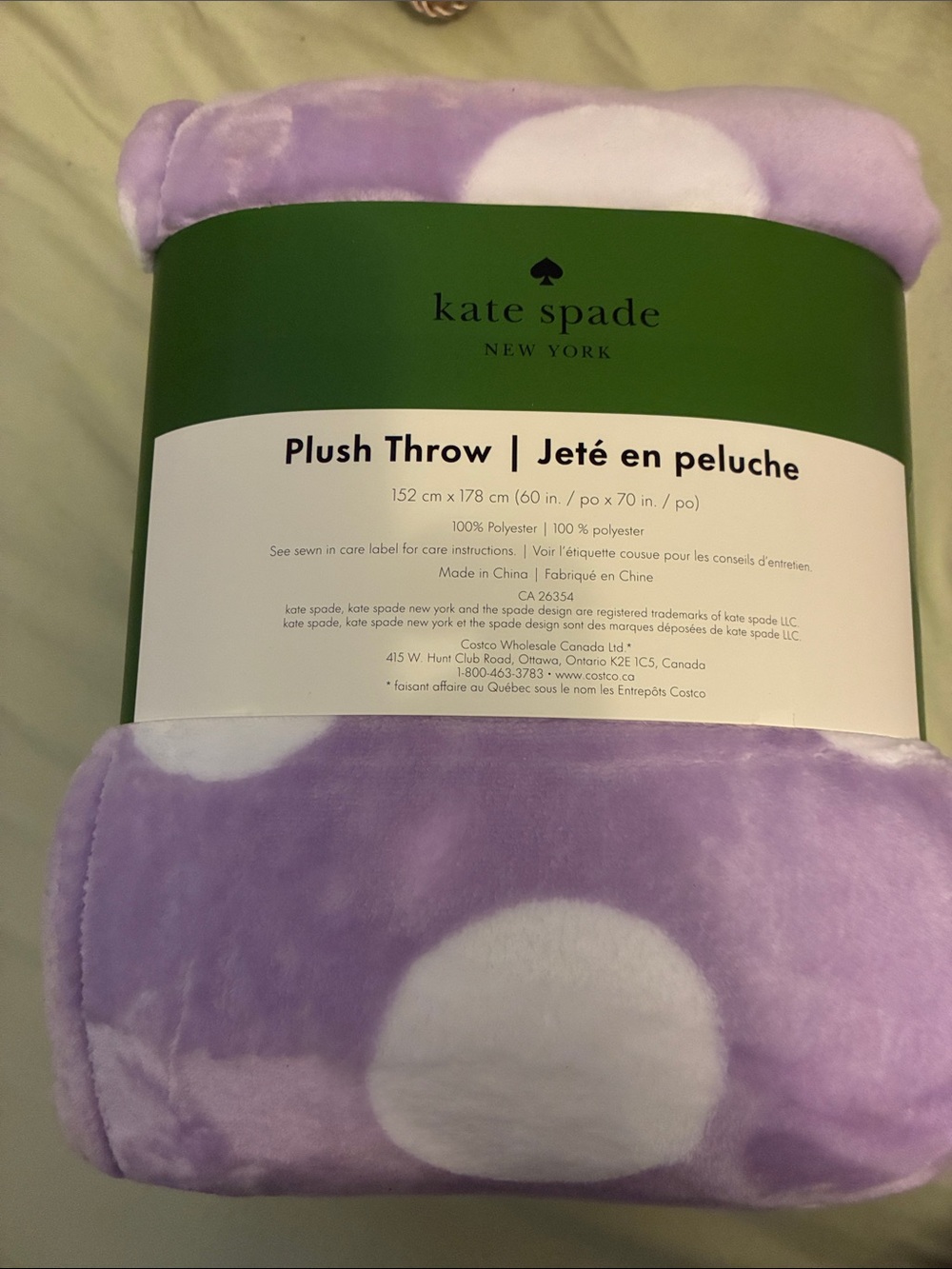 kate spade Purple and White Plush Throw Blanket